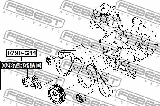 Febest 0290-G11 - Натяжитель, поликлиновый ремень avtokuzovplus.com.ua