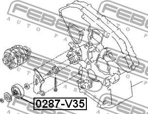 Febest 0287-V35 - Направляющий ролик, поликлиновый ремень avtokuzovplus.com.ua