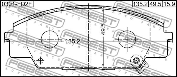 Febest 0301-FD2F - Тормозные колодки, дисковые, комплект avtokuzovplus.com.ua