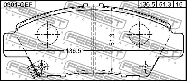 Febest 0301-GEF - Тормозные колодки, дисковые, комплект avtokuzovplus.com.ua