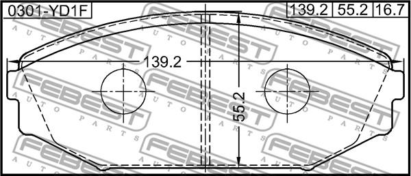 Febest 0301-YD1F - Гальмівні колодки, дискові гальма autocars.com.ua