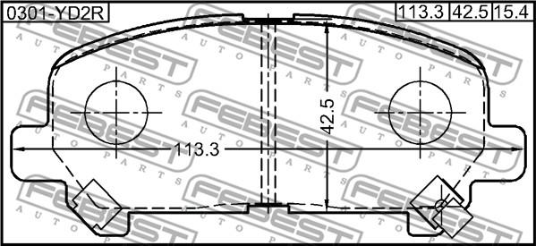 Febest 0301-YD2R - Гальмівні колодки, дискові гальма autocars.com.ua