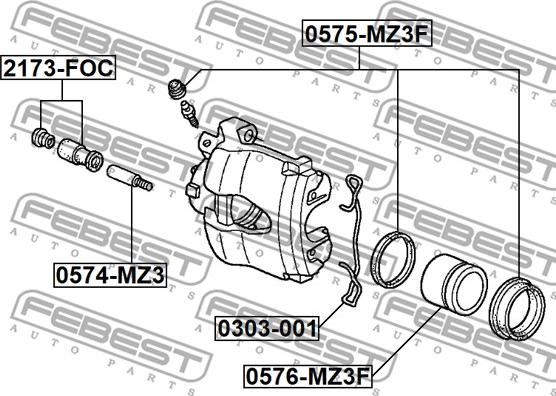 Febest 0303-001 - Пружина, колодки дискового гальма autocars.com.ua