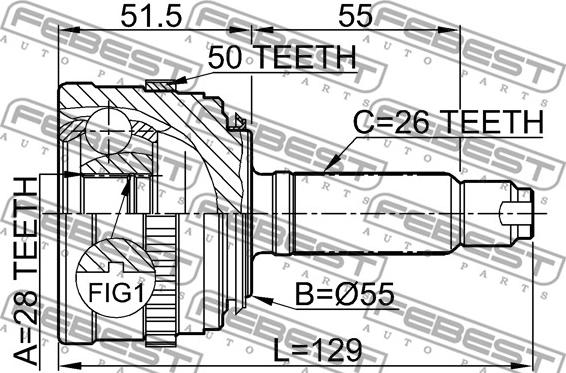 Febest 0310-035A50 - Шарнірний комплект, ШРУС, приводний вал autocars.com.ua