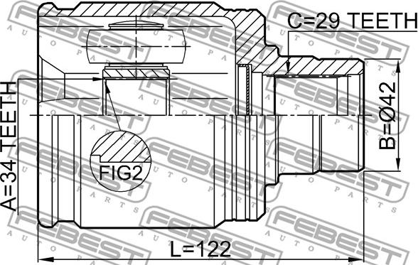 Febest 0311-ACC22RH - Шарнірний комплект, ШРУС, приводний вал autocars.com.ua