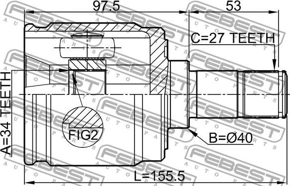 Febest 0311-CL20LH - Шарнірний комплект, ШРУС, приводний вал autocars.com.ua