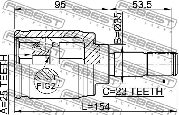 Febest 0311-CRVRR - Шарнірний комплект, ШРУС, приводний вал autocars.com.ua