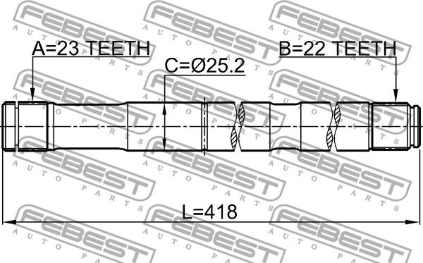 Febest 0312-ESATRH - Приводний вал autocars.com.ua