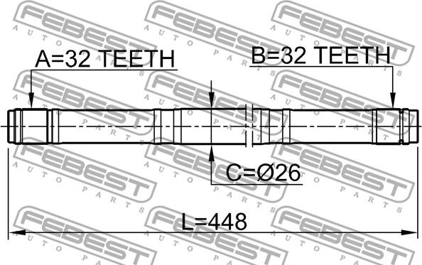 Febest 0312-RD1RH - Приводний вал autocars.com.ua