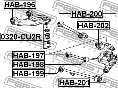 Febest HAB-201 - Сайлентблок, важеля підвіски колеса autocars.com.ua