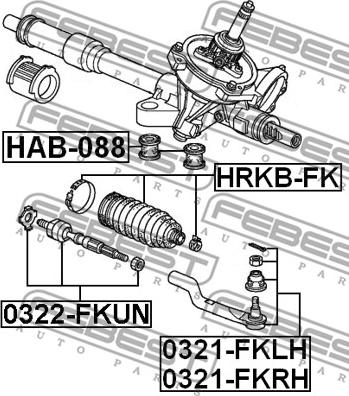 Febest 0321-FKLH - Наконечник рульової тяги, кульовий шарнір autocars.com.ua