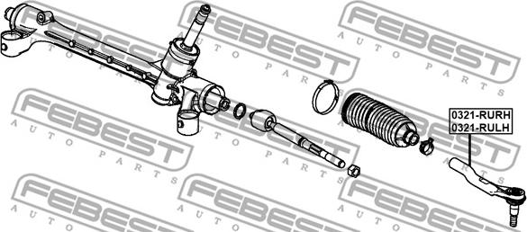 Febest 0321-RULH - Наконечник рульової тяги, кульовий шарнір autocars.com.ua