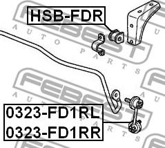 Febest 0323-FD1RR - Тяга / стійка, стабілізатор autocars.com.ua