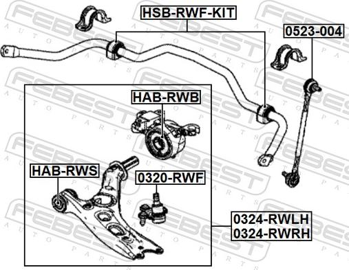 Febest 0324-RWRH - Важіль незалежної підвіски колеса autocars.com.ua