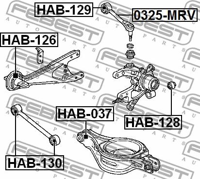 Febest HAB-130 - Сайлентблок, важеля підвіски колеса autocars.com.ua