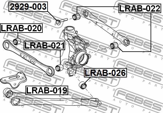 Febest LRAB-022 - Сайлентблок підвіски autocars.com.ua