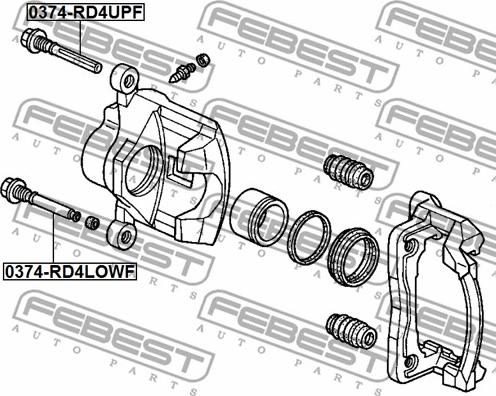 Febest 0374-RD4UPF - Направляючий болт, корпус скоби гальма autocars.com.ua