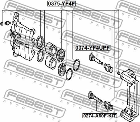 Febest 0374-YF4UPF - Направляючий болт, корпус скоби гальма autocars.com.ua