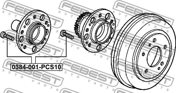 Febest 0384-001-PCS10 - Болт кріплення колеса autocars.com.ua