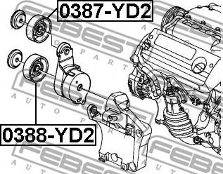 Febest 0387-YD2 - Направляющий ролик, поликлиновый ремень avtokuzovplus.com.ua