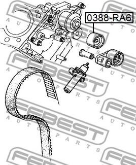 Febest 0388-RA6 - Паразитний / Провідний ролик, зубчастий ремінь autocars.com.ua