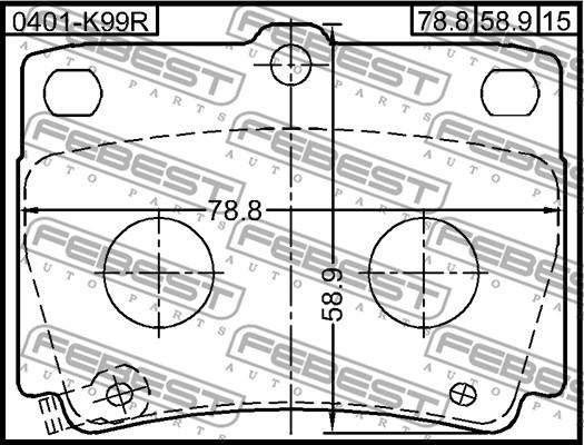 Febest 0401-K99R - Тормозные колодки, дисковые, комплект avtokuzovplus.com.ua