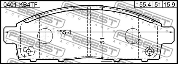 Febest 0401-KB4TF - Гальмівні колодки, дискові гальма autocars.com.ua