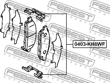 Febest 0403-KH9WF - Комплектуючі, колодки дискового гальма autocars.com.ua