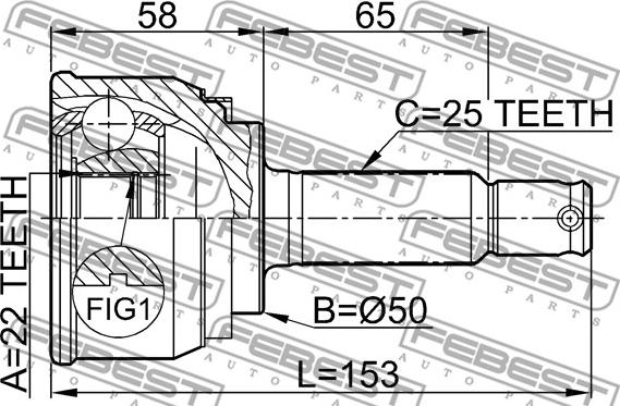 Febest 0410-001 - Шарнірний комплект, ШРУС, приводний вал autocars.com.ua