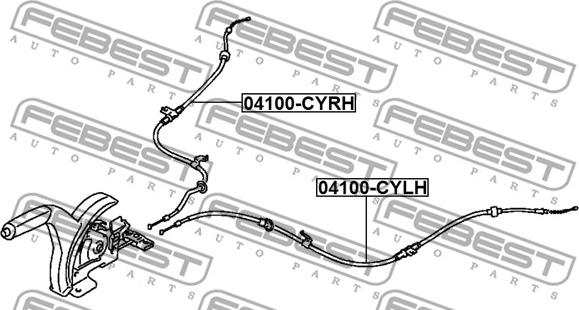 Febest 04100-CYLH - Трос, гальмівна система autocars.com.ua