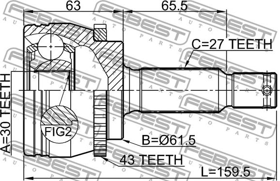 Febest 0410-D81WA43 - Шарнірний комплект, ШРУС, приводний вал autocars.com.ua