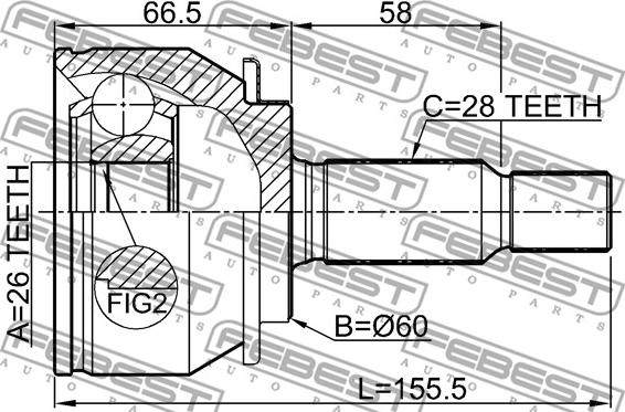 Febest 0410-NA4 - Шарнірний комплект, ШРУС, приводний вал autocars.com.ua