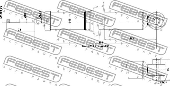 Febest 04110-008R - Амортизатор autocars.com.ua