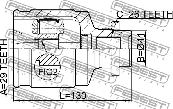 Febest 0411-CU204WD - Шарнірний комплект, ШРУС, приводний вал autocars.com.ua