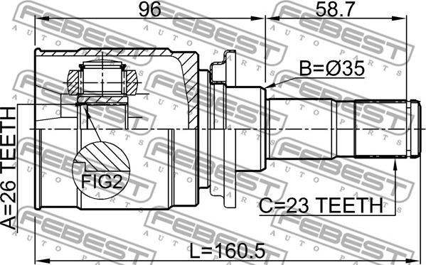 Febest 0411-CWR - Шарнірний комплект, ШРУС, приводний вал autocars.com.ua