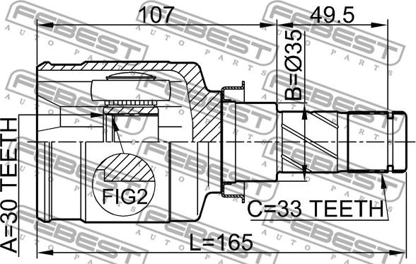 Febest 0411-CY2MT - Шарнірний комплект, ШРУС, приводний вал autocars.com.ua