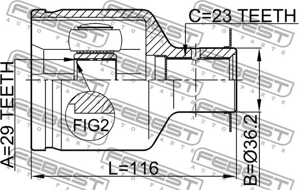 Febest 0411-DARH - Шарнірний комплект, ШРУС, приводний вал autocars.com.ua