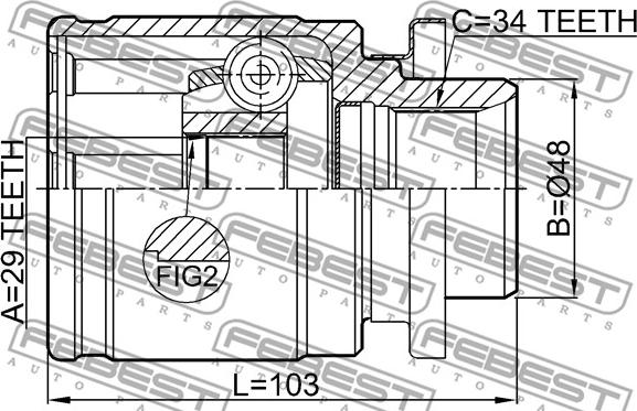 Febest 0411-H77WLH - Шарнірний комплект, ШРУС, приводний вал autocars.com.ua