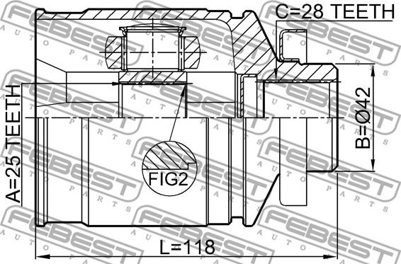 Febest 0411-N64RH - Шарнирный комплект, ШРУС, приводной вал avtokuzovplus.com.ua