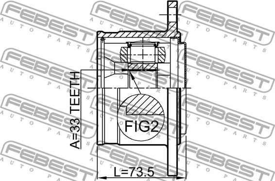 Febest 0411-V75RH - Шарнирный комплект, ШРУС, приводной вал avtokuzovplus.com.ua