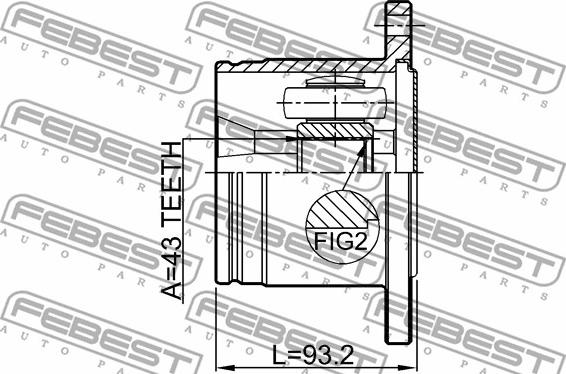 Febest 0411-V75RR - Шарнірний комплект, ШРУС, приводний вал autocars.com.ua