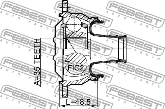 Febest 0411-V75SHA - Шарнір, поздовжній вал autocars.com.ua