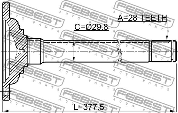 Febest 0412-KB4FRH - Приводний вал autocars.com.ua