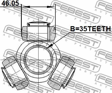 Febest 0416-CW5 - Муфта з шипами, приводний вал autocars.com.ua