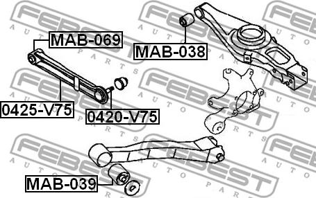 Febest 0425-V75 - Важіль незалежної підвіски колеса autocars.com.ua