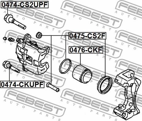 Febest 0474-CS2UPF - Направляючий болт, корпус скоби гальма autocars.com.ua