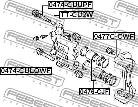 Febest 0474-CUUPF - Направляючий болт, корпус скоби гальма autocars.com.ua