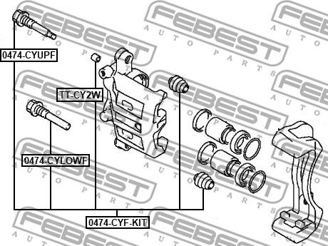 Febest 0474-CYF-KIT - Направляющий болт, корпус скобы тормоза avtokuzovplus.com.ua