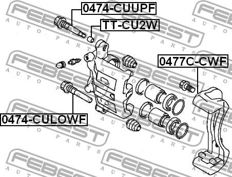 Febest 0474-CYLOWF - Направляющий болт, корпус скобы тормоза avtokuzovplus.com.ua