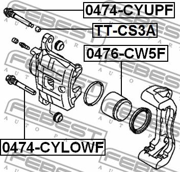 Febest 0474-CYUPF - Направляющий болт, корпус скобы тормоза avtokuzovplus.com.ua